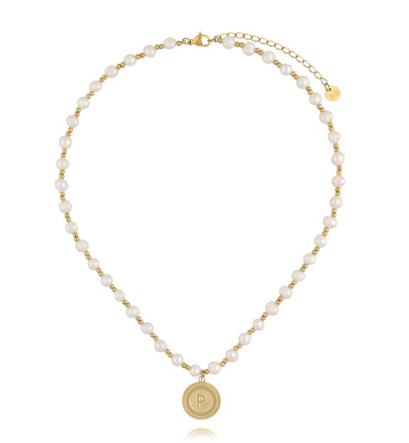 Naszyjnik z pereł z literką P NPE0382