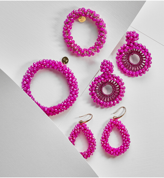 Gumka do włosów z kryształkami fuksjowa Luminous GWE0029