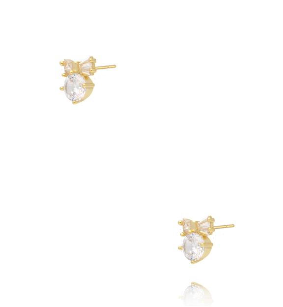 Kolczyki z kokardkami i cyrkoniami złote KSS2194