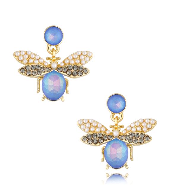 Kolczyki z niebieskimi owadami Mariposa KMI0267