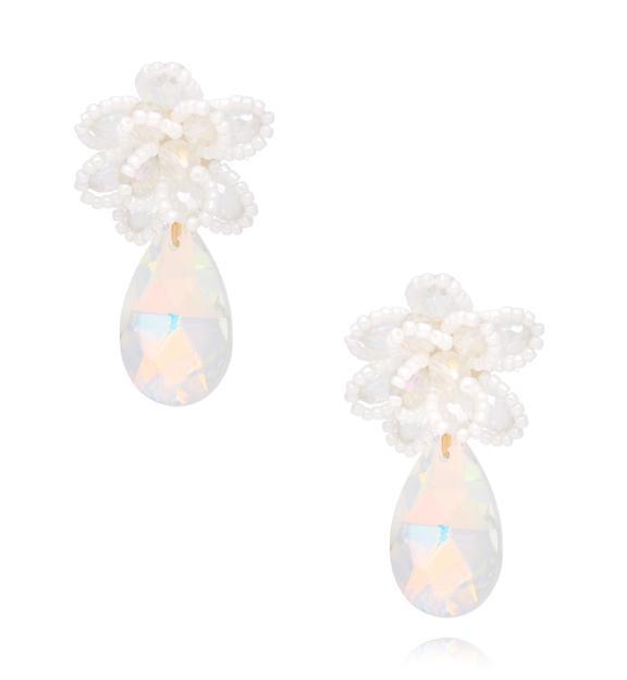 Kolczyki z białymi kryształami Crystal Wonders KFF0289