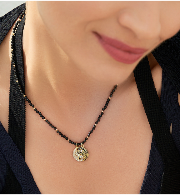 Naszyjnik czarny Yin and Yang NTW1050