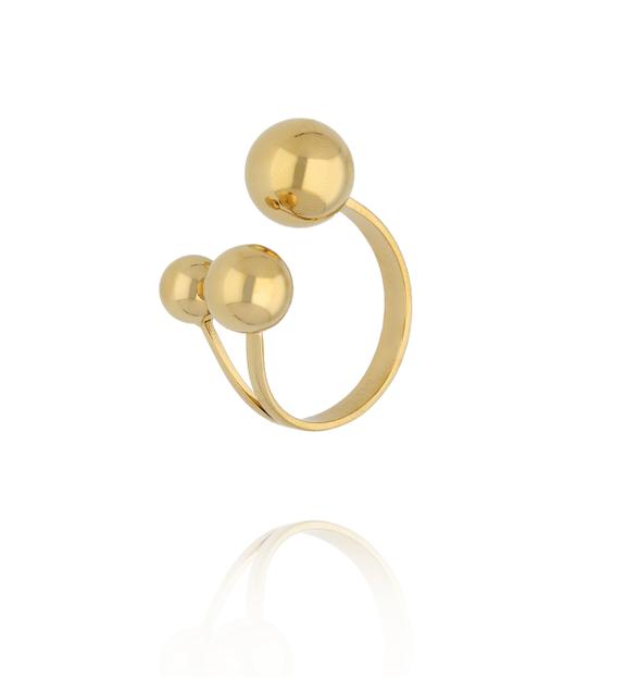 Pierścionek z trzema złotymi kulkami PSA1108