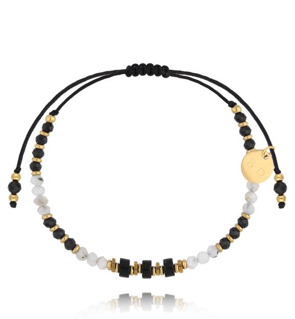 Bransoletka biało czarna z kamieniami naturalnymi Fiorina BMT0029