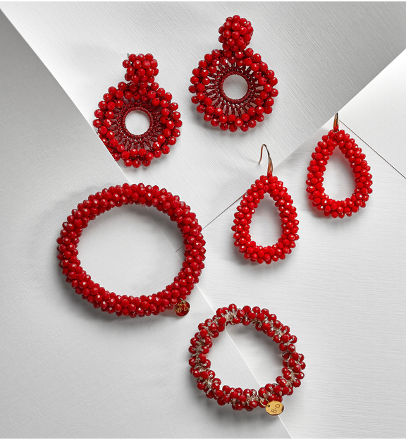 Gumka do włosów z kryształkami czerwona Luminous GWE0014