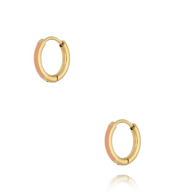 Kolczyki złote koła z brzoskwiniową emalią Enamel Small Hoops KSA1598