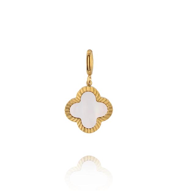 Charms złota koniczynka z masą perłową CHA0100