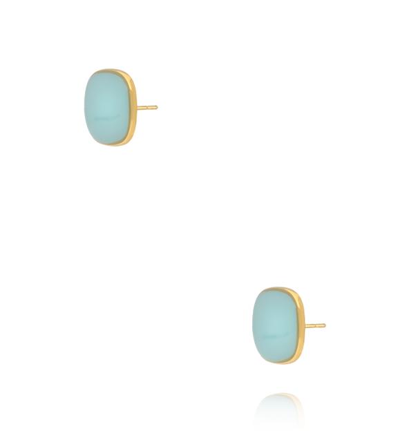 Kolczyki pozłacane kwadratowe z turkusową emalią KSY0361