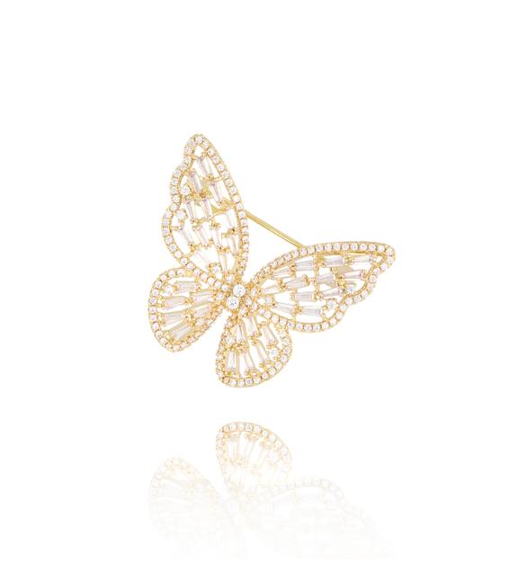 Broszka z transparentnym motylem Papillon de Cristal BRSS0220