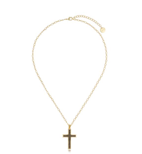 Naszyjnik z krzyżykiem czarny Madeline NRG0448