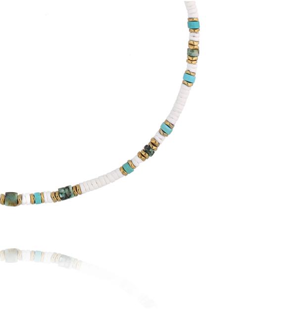 Naszyjnik z turkusu, afrykańskiego turkusu i muszli NPA1475