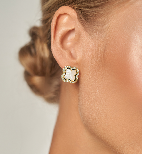 Kolczyki złote z koniczynką Gold Clover KSS1749