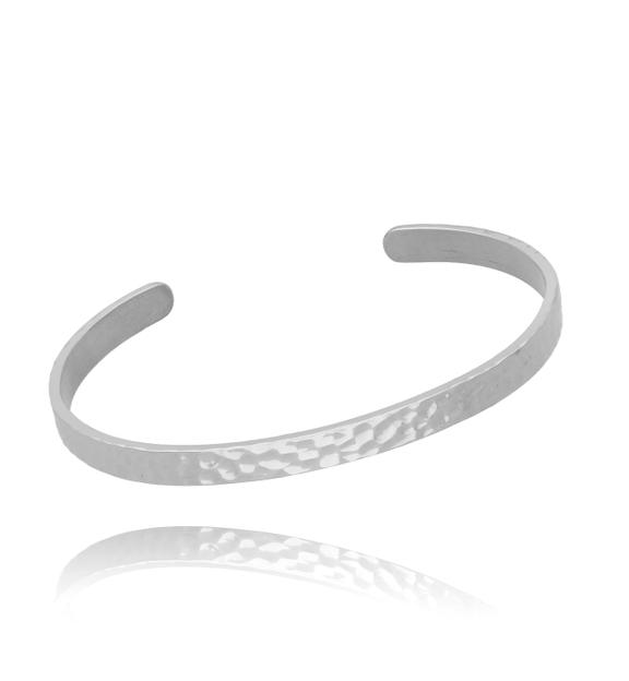 Bransoletka srebrna obręcz młotkowana Late Night BSA0272