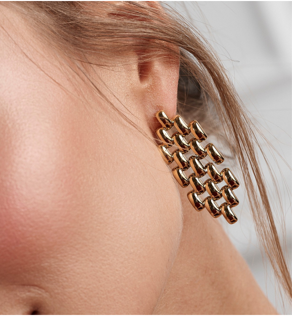 Kolczyki złote z łańcuchem KSY0332