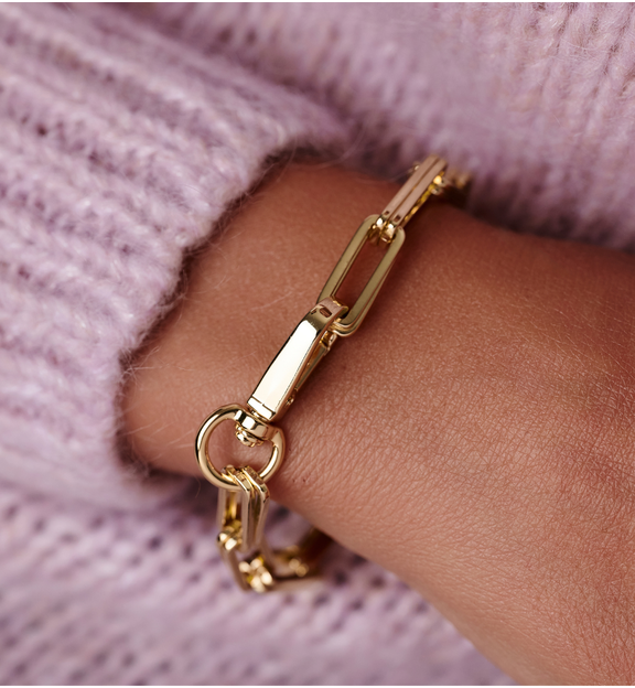 Złota bransoletka o masywnym splocie z nowoczesnym zapięciem BRG0281