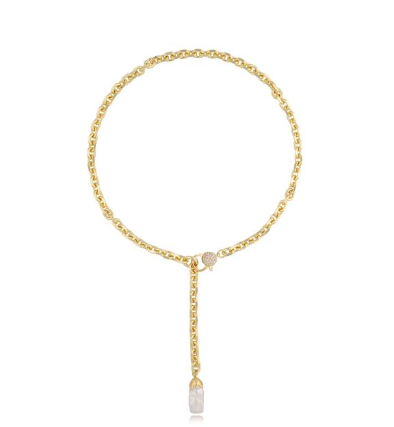 Naszyjnik z łańcuchem i  perłą Amelie NPE0108