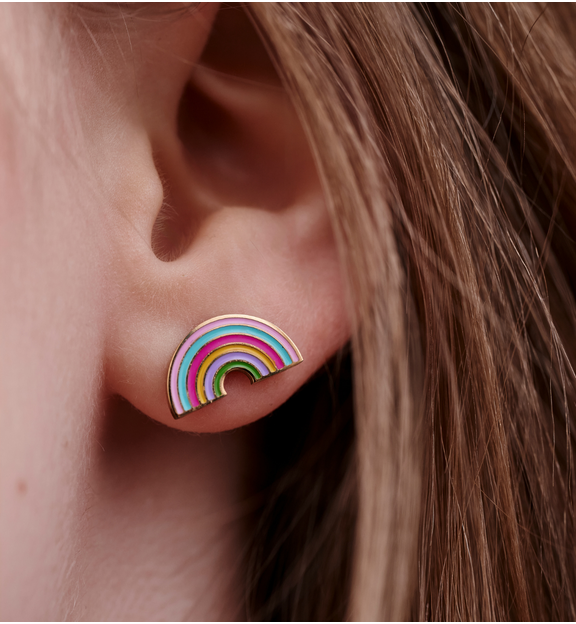 Kolczyki tęcze z kolorową emalią KSY0685