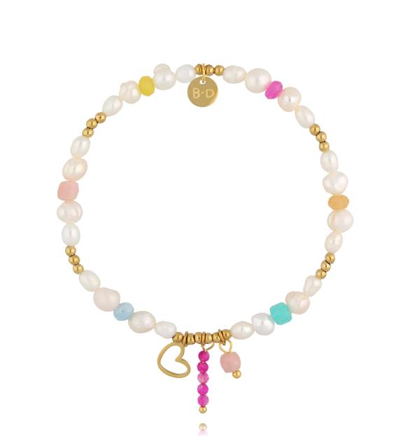 Bransoletka z perłami i serduszkiem BTW3382