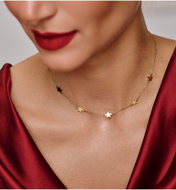 Naszyjnik złoty z gwiazdkami Estrellas NSA0210