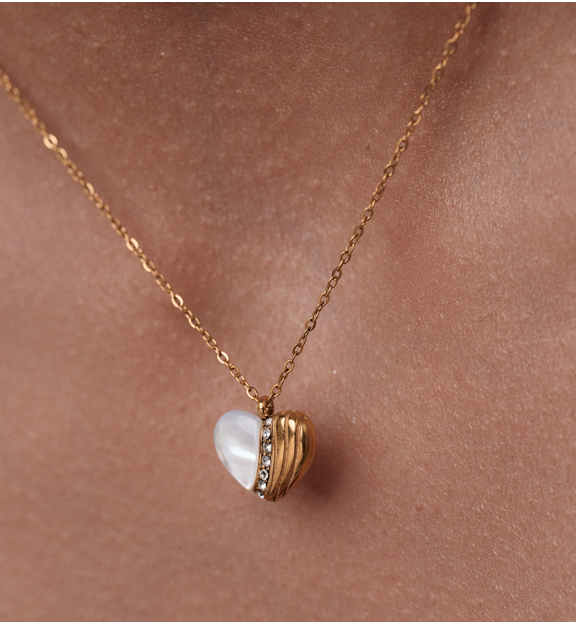 Naszyjnik z sercem z masy perłowej NSY0838