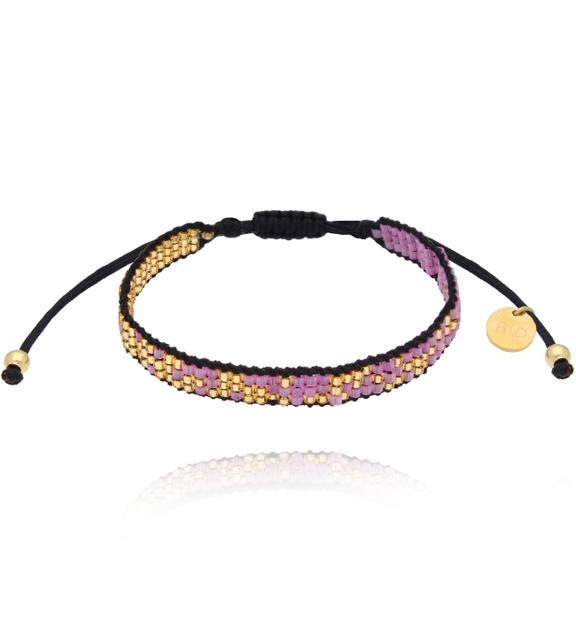 Bransoletka fioletowo złota z koralikami Miyuki Ran BSC1607
