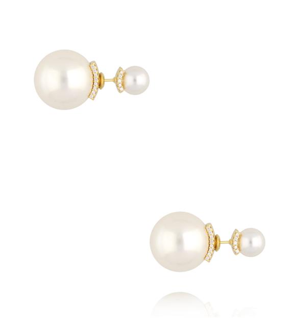 Kolczyki dwustronne z perłami i kryształkami KPE0214