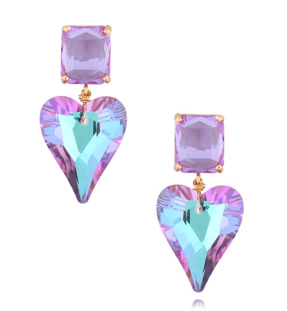 Kolczyki serca z liliowymi kryształami Osasco II KFF0200