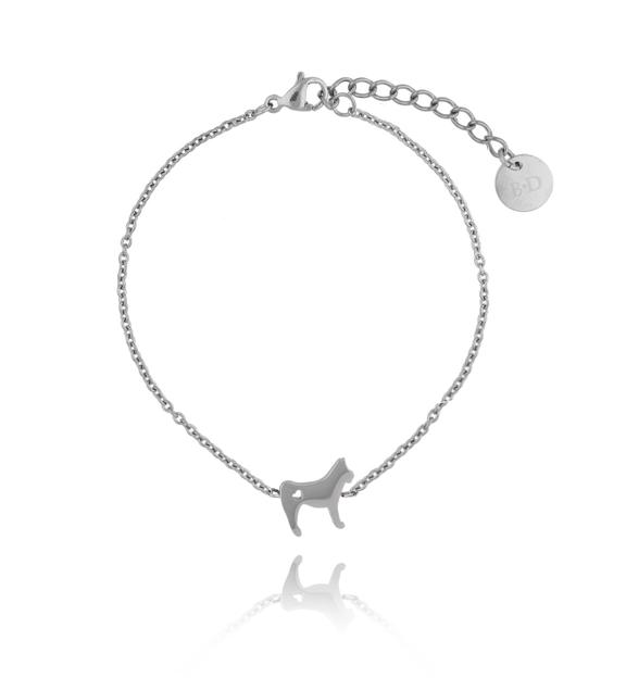 Bransoletka srebrna pies Rocky ze stali szlachetnej BPS0003