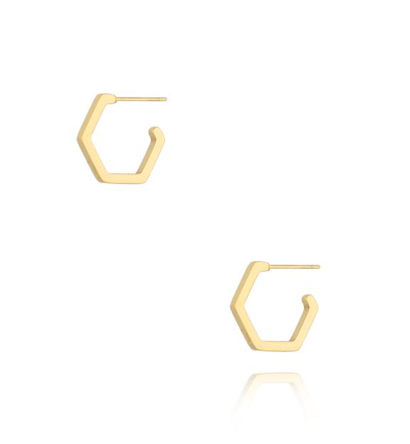 Kolczyki sześciokąty złote małe Hexagon KSA1019