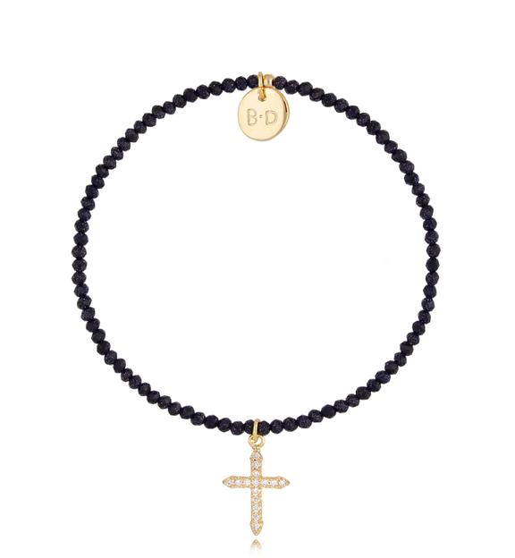 Bransoletka z kamieniami Noc Kairu i krzyżykiem Lifestyle BTW0920