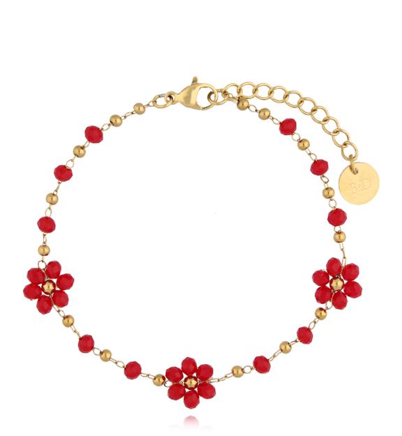 Bransoletka z czerwonymi kwiatkami Mini Bouquet BSC1648