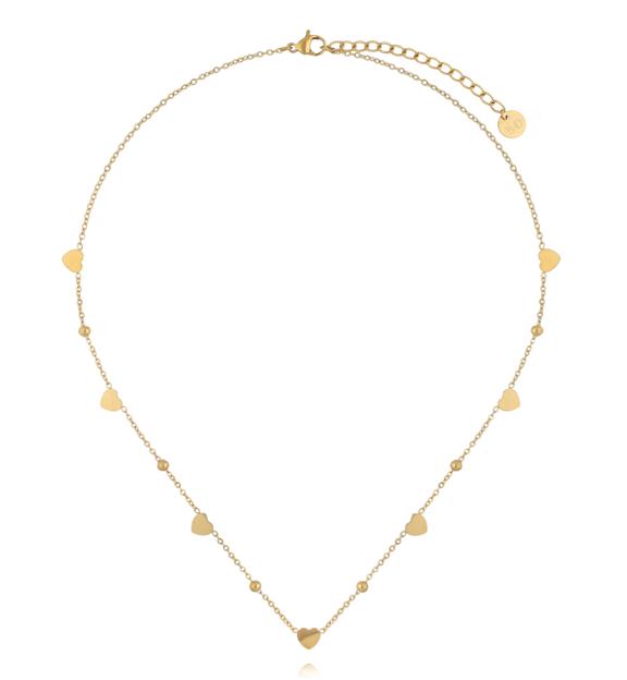 Naszyjnik z drobnymi serduszkami i kuleczkami w kolorze złota NSY0926