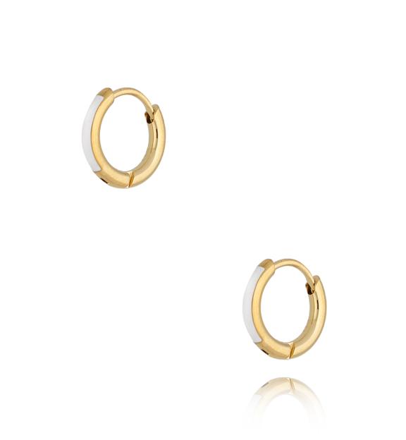 Kolczyki złote koła z białą emalią Enamel Small Hoops KSA0802