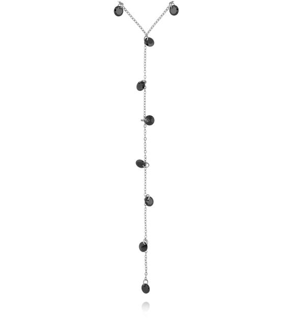 Naszyjnik srebrny z krawatką i czarnymi kryształkami NSY0604
