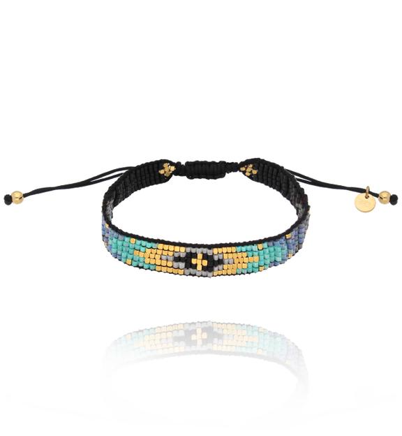 Bransoletka czarno turkusowa z koralikami Miyuki Keiko BSC1841