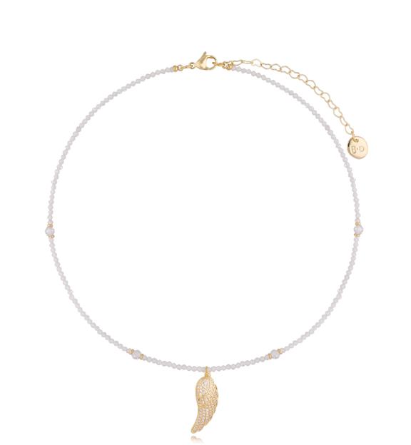 Naszyjnik biały ze skrzydełkiem Angel Wings NTW0782