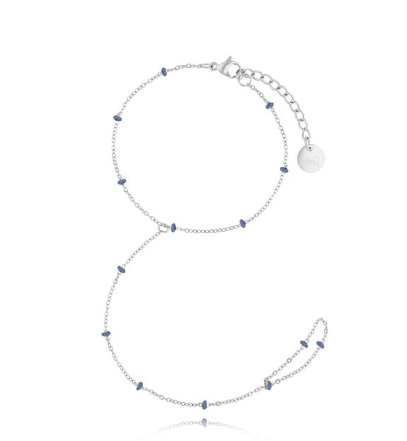 Bransoletka z pierścionkiem i niebieską emalią Simple Chain BSA0608