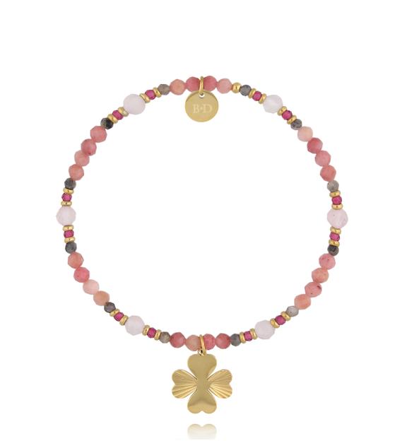 Bransoletka z rodonitami i koniczynką BTW3674