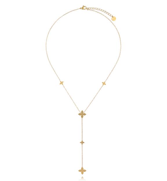 Naszyjnik z krawatkami i koniczynkami w kolorze złota NSY0891