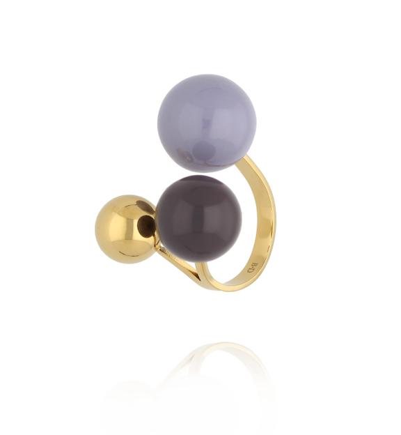Pierścionek z kulkami w odcieniach szarości i lawendy PSA1127