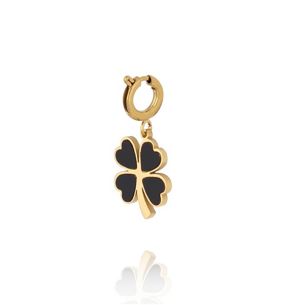 Charms Koniczynka z czarną emalią CHA0068
