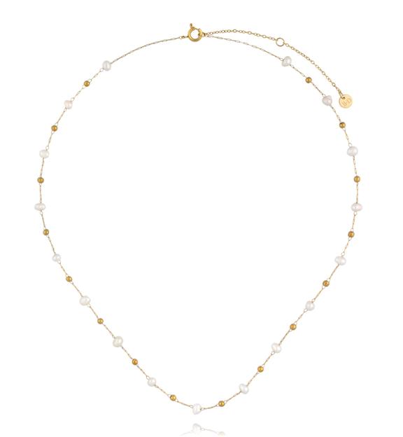 Naszyjnik na złotym łańcuszku z perłami NEA0092