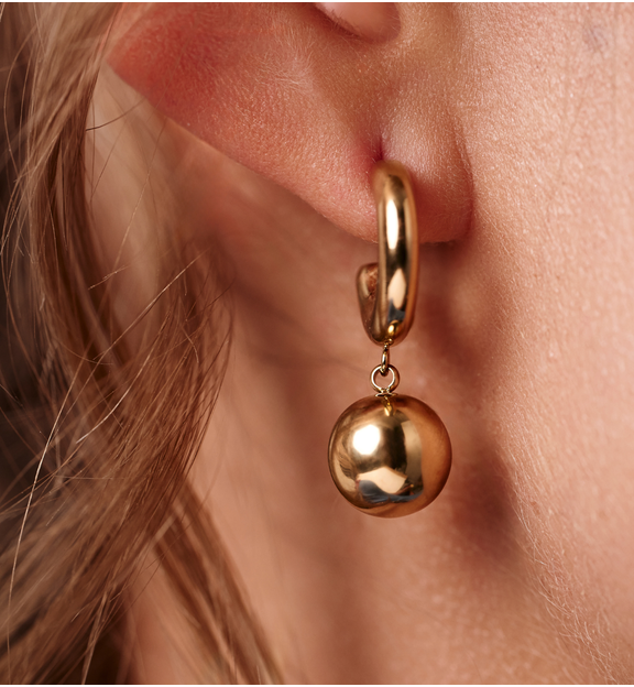 Kolczyki koła złote z kulką KSY0623