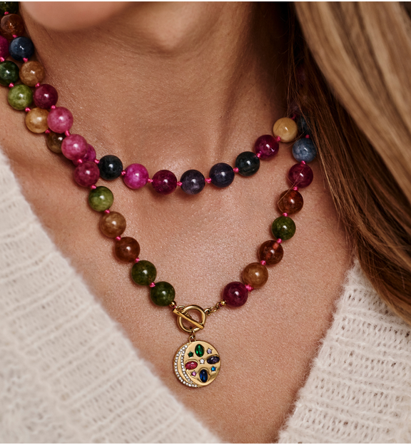 Zestaw naszyjników z kolorowych kamieni naturalnych ZN0077