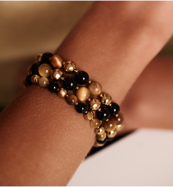 Bransoletka z agatami i tygrysim okiem BPA0523