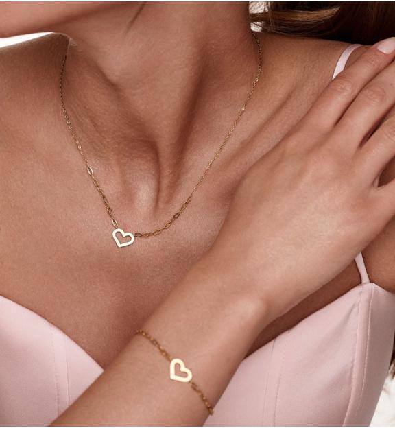 Zestaw biżuterii ze złotymi sercami ZN0232