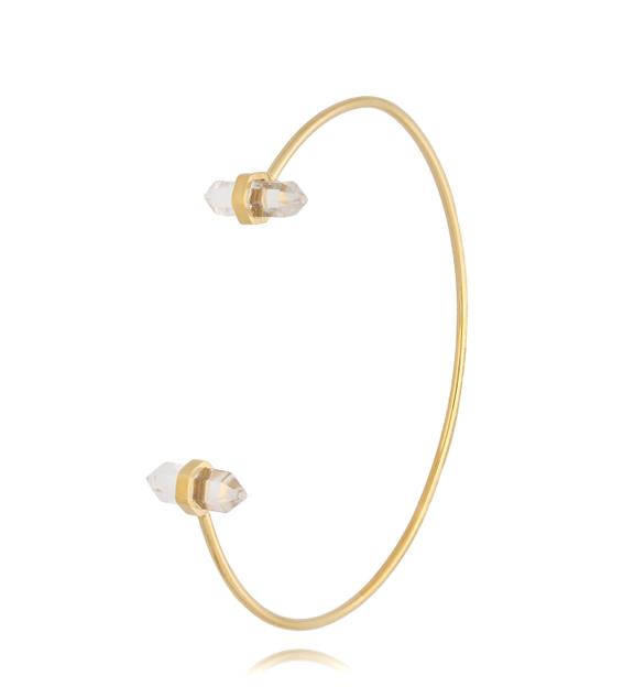 Bransoletka obręcz z podwójnym kryształem górskim Shelly BLB0167
