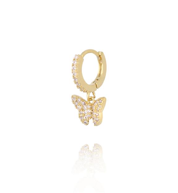 Zestaw złotych kolczyków z motywem motyla KLU0186