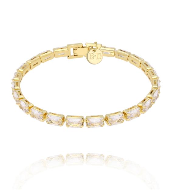 Bransoletka tenisowa z prostokątnymi kryształami BSS0282