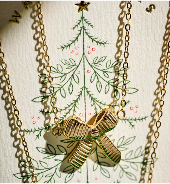 Zestaw świątecznej biżuterii ze złotymi kokardami ZN0063